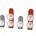 Minimalist Modern Wall Lamps With White Spherical Shades And Curved Orange Gray Backplates