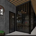 Modern Japanese Restaurant Exterior And Interior Design Featuring Glass Doors Wooden Ceiling And Sushi Bar