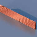 Orange Grid Patterned Long Strip Object On Blue Background With Shadows 3d model
