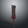 Giant Weapon Sword With Damaged Gray Blade Red Decorative Handle And 3D Model 3d model