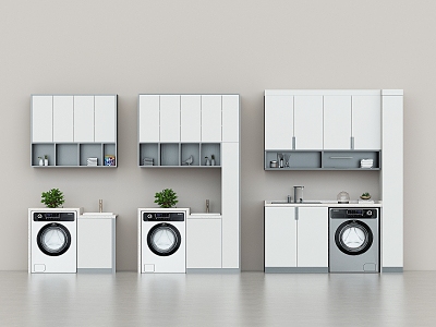 Modern Washing Machine Cabinet Balcony Laundry Cabinet Laundry Room Balcony Storage Cabinet Washing Machine Basin High and Low Laundry Cabinet 3d model