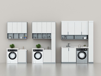 Modern Washing Machine Cabinet Balcony Laundry Cabinet Laundry Room Balcony Storage Cabinet Washing Machine Basin High and Low Laundry Cabinet 3d model