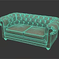 Brown Tufted Two Seater Sofa With Rolled Arms And Brass Legs