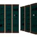 Modern Elegant Wine Cabinet With Glass Doors Metal Frame And Wine Glasses Storage
