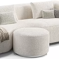 Beige And Light Green Modular Sofa Design With Pillows Ottoman And Blanket