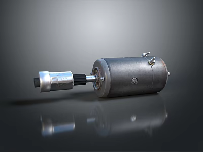 Industrial Electric Motor Featuring Metal Casing Rotating Shaft And Connector 3d model