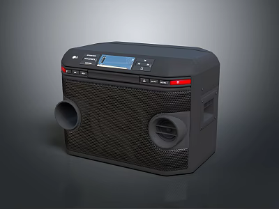 Portable Black Bluetooth Speaker With LCD Display Control Buttons And Dual Speakers 3d model