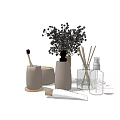 Stylish Modern Bathroom Accessories With Soap Dispenser Diffuser And Dried Flower Vase