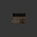 Red Brick House Model With Black Roof Chimney Wooden Extension And Windows