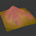 Detailed Mountain Terrain Model With Yellow Landform And Rock Textures
