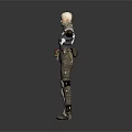 Game Movie Character With Blonde Hair Gray Top Harness Camouflage Pants And Knee Pads
