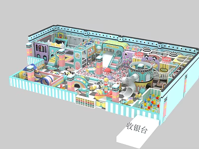 Indoor Kids Playground With Colorful Slides Play Structures And Interactive Play Areas 3d model