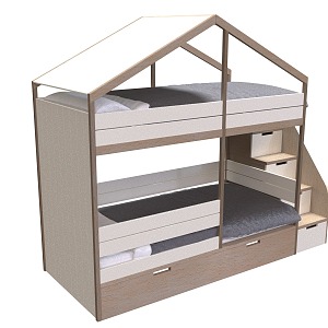 Upper and lower bunk 3d model