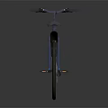 Blue Mountain Bicycle With Yellow Stripe Design And Large Wheels On Dark Background