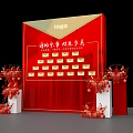 Interactive Zone With Red Display Board Logo Envelope Designs And Decorative Flowers 3d model