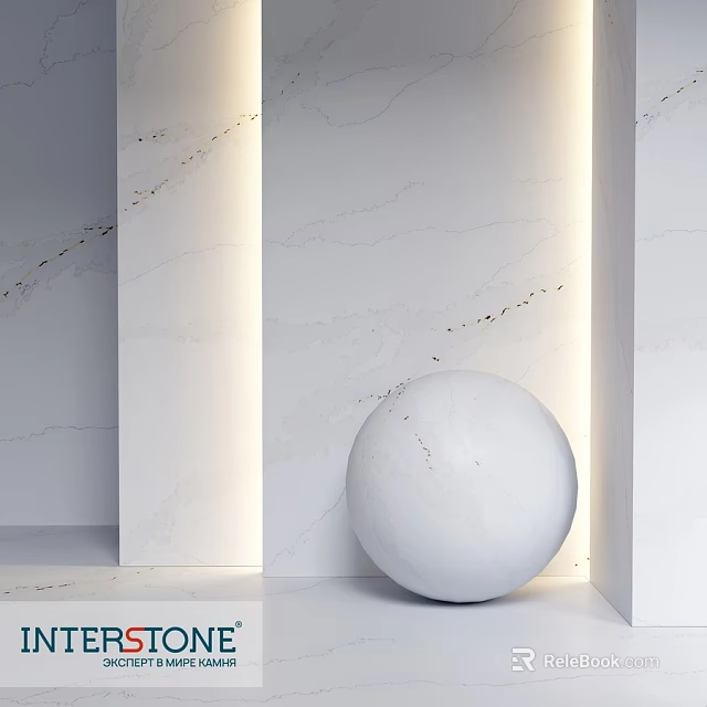 White Marble Sphere And Wall Structure In Modern Minimalist Interior Design 3d model 