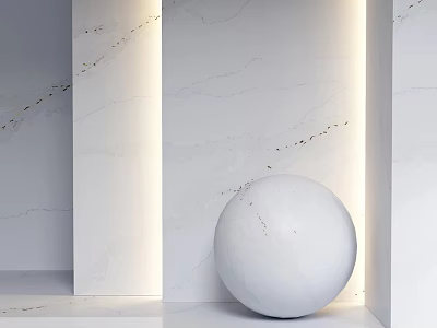 White Marble Sphere And Wall Structure In Modern Minimalist Interior Design 3d model