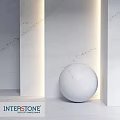White Marble Sphere And Wall Structure In Modern Minimalist Interior Design