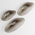 Modern Wall Lamps With Radial Striped Design And Circular Metal Frames