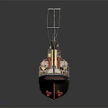 Vintage Detailed Scale Model Ship With Black Red Hull Yellow Superstructure Masts And Chimney