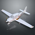 White Passenger Plane With Red Stripes Propeller And Cockpit Windows Design 3d model