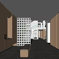 Modern Entryway Hallway Design With Wooden Partition Storage Bench And Recessed Lighting