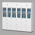 Modern Bookcase Collection With Base Top Cabinets Drawers Doors And Blue Folders