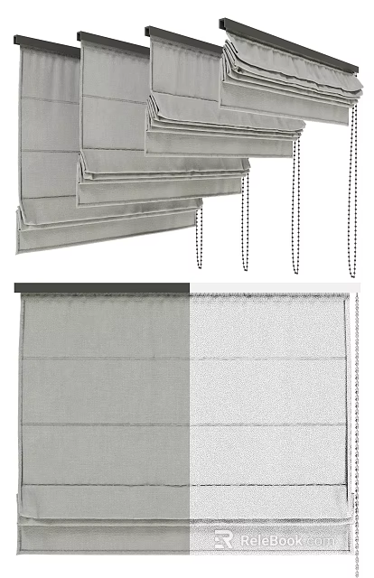 Gray Curtain Designs For Home Windows With Modern Style And Textured Fabric 3d model 