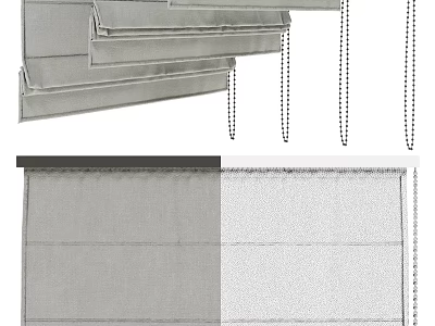Gray Curtain Designs For Home Windows With Modern Style And Textured Fabric 3d model