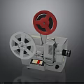 Vintage Classic PRIMA Film Projector With Red White Reels Gray Body
