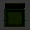 Building Exterior Green Rusty Trash Can With Open Lid White Sticker And Wheels