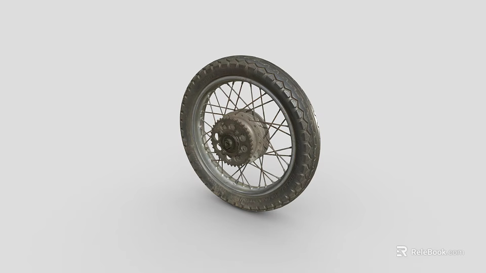 Classic Vintage Motorcycle Wheel Design With Detailed Spokes And Rubber Tire 3d model 