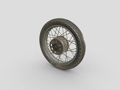 Classic Vintage Motorcycle Wheel Design With Detailed Spokes And Rubber Tire 3d model