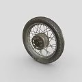 Classic Vintage Motorcycle Wheel Design With Detailed Spokes And Rubber Tire