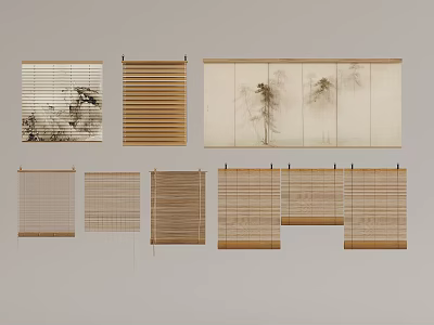 Natural Bamboo Curtains With Various Patterns Stripes And Sizes For Home Decor 3d model