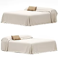 Double Bed Featuring Beige Bed Sheets And Brown Pillow In Minimalist Design 3d model