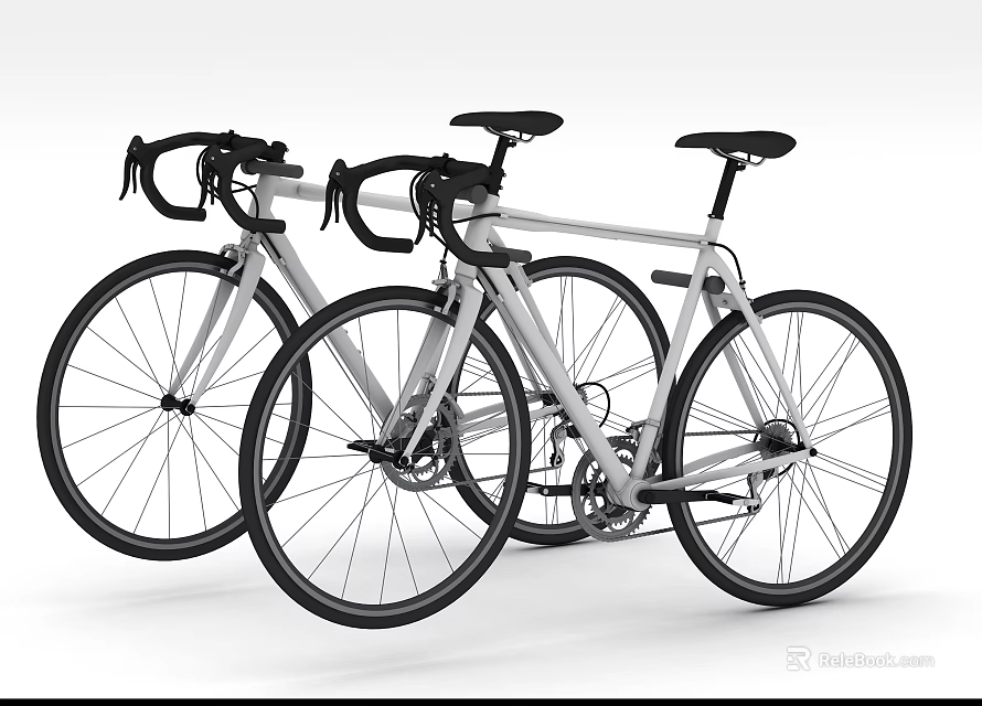 Modern Road Bicycles With Sleek Silver Frames Black Handlebars And Comfortable Seats 3d model