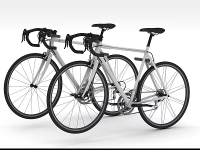 Modern Road Bicycles With Sleek Silver Frames Black Handlebars And Comfortable Seats 3d model