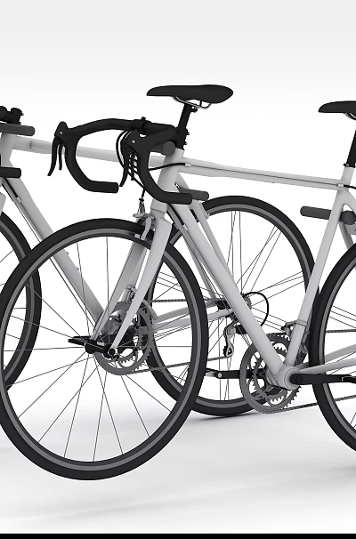 Modern Road Bicycles With Sleek Silver Frames Black Handlebars And Comfortable Seats 3d model