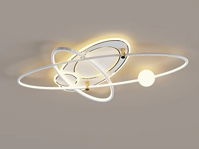 Modern Contemporary Ceiling Light With Multi Circular Rings And Sphere Design 3d model