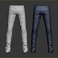 Two Pairs of White and Blue Casual Pants for Everyday Wear in Modern Style