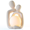 Modern Artistic Table Lamp With Two Abstract Human Figures And Glowing Sphere 3d model