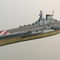 Aircraft Carrier Flight Deck With Island Superstructure And Naval Equipment Exterior View