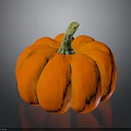 Plump Ripe Orange Pumpkin with Smooth Skin on Dark Background for Healthy Food