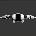 3D Rendered Humanoid Robot With White Body Black Screen Head And Mechanical Joints