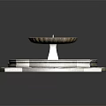 Elegant Stone Fountain Featuring Circular Basin And Black White Checkered Platform 3d model
