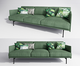 Modern Three-Seat Sofa Multi-Seat Sofa Three-Seat Sofa Pillow 3d model