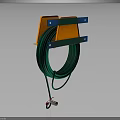 Green Cable Reel with Orange Plastic Bracket Blue Mounting Hardware and Red White Connector