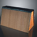 Wooden Rectangular Storage Equipment With Sloped Black Roof And Side Wooden Door