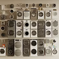 Various Washing Machine Models Displayed On Wall With Different Styles And Sizes 3d model